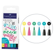 A set of capillary handles Faber-Castell Pitist Artist Pen Lettering, 6 pieces, 0.3 mm/Brush, with euro suspension