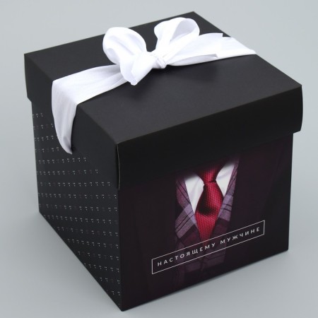 Gift folding box, packaging, “real man”, 15 x 15 x 15 cm-1
