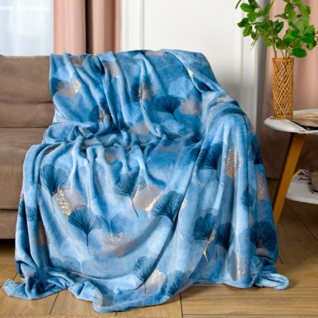 Belezza Ginko 200x220cm blanket, gray-blue, microfiber 200g/m, PE 100%