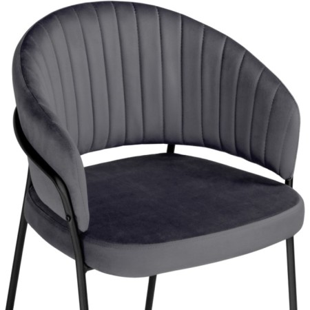 Chair on a metal frame Leo Metal/velor, black/anthracite 56x52x80 cm-4