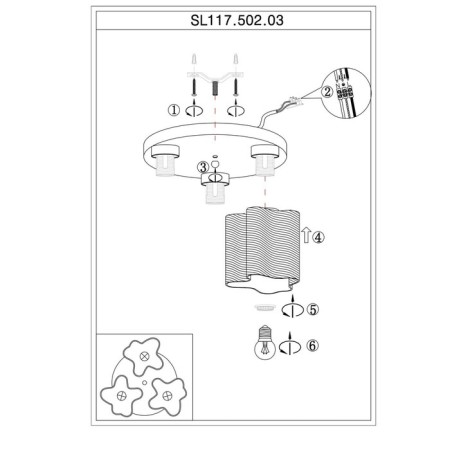 Ceiling Ceiling ST LUCE. SL117.502.03. ONDE. 3x60 watts, E27, 38x38x25 cm, silver color-3