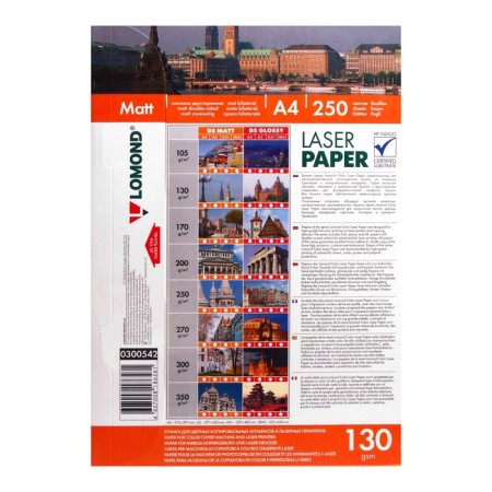 Photo paper for laser printing A4, 250 sheets Lomond, 130 g/m2, bilateral, matte-1