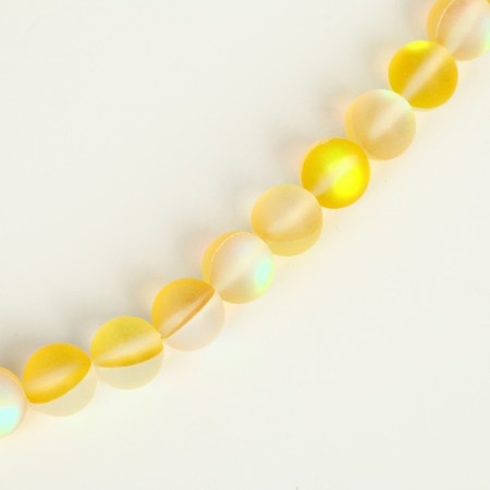 Busins ​​made of natural stone "Cat Eye", set 46 pcs., Size 1 pc. - 8 mm, yellow-3