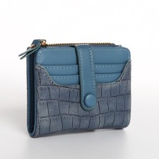 Women's wallet on the button, blue color
