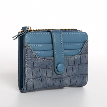 Women's wallet on the button, blue color