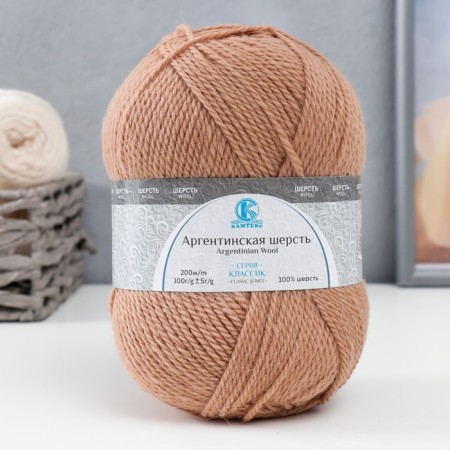 Yarn "Argentinean wool" 100% imported p/t wool 200m/100g (005 beige)-3