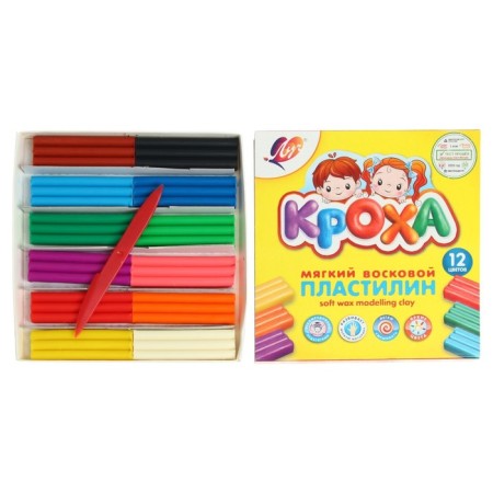 Soft plasticine (wax), 12 colors, 180 g, "crumb", with a stack-2