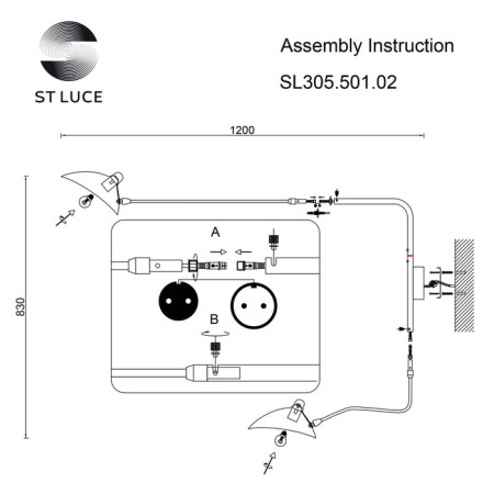 Wall lamp ST LUCE. SL305.501.02. SPRUZZO. 2x60 watts, e27, 18x75 cm, white color-12