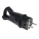 Wonversal fork, 16 a, with salary, IP 44, corner, with ear, rubber, black