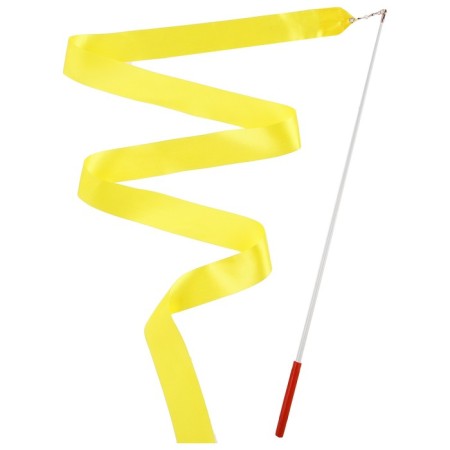 Ribbon for rhythmic gymnastics with a stick Grace Dance, 4 m, yellow color-2