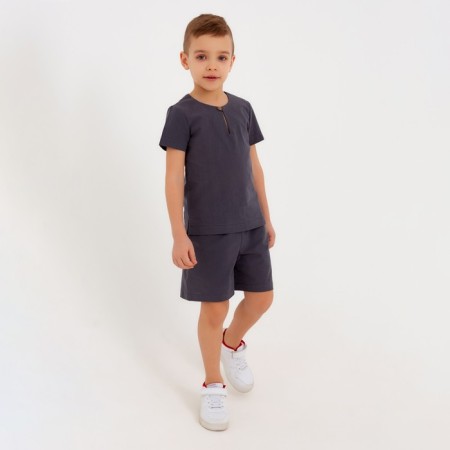 Set for a boy (shirt, shorts) minku: Cotton Collection color gray, height 134-6