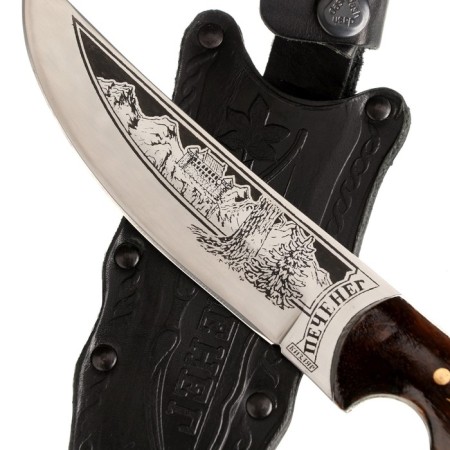Caucasian knife, tourist "Pecheneg" with scabbard, steel - 40x13, varnished nut, 14 cm-3