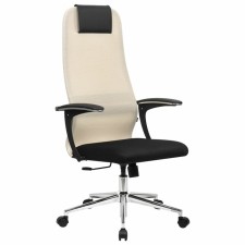 Armchair for the head of Brabix Premium Ultimate EX-801 Chrome, X2 mesh, black/beige