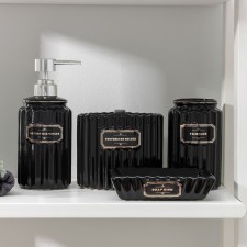 A set of accessories for the Classic bathroom, 4 items (350 ml dispenser, soap dish, 2 glasses), black color