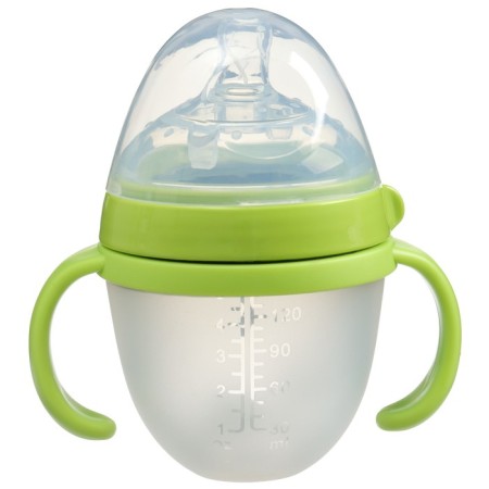 A bottle for feeding M&B, SHG Ø70mm, 150ml., With handles, silicone flask, green color-2