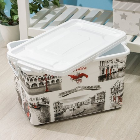 Storage container with a Venice lid, 35 l, 50.5 × 31 × 30 cm, on wheels, white color-2