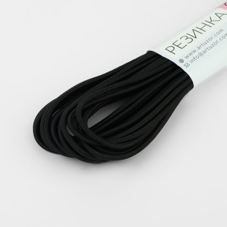 Hat elastic band, 3 mm, 10 ± 0.5 m, black color-1