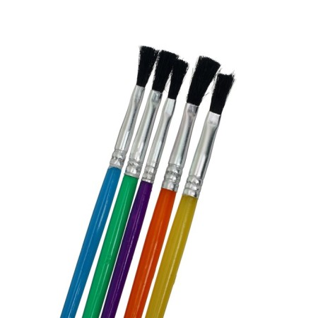 A set of brushes nylon 5 pieces, flat, with plastic colored handles-2
