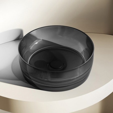 ABBER KRISTALL AT2804onyX sink, invoice, 400x400x150 mm, polyester resin, black