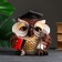 Pigger "Owl Scientist" brown, 18x17x19cm
