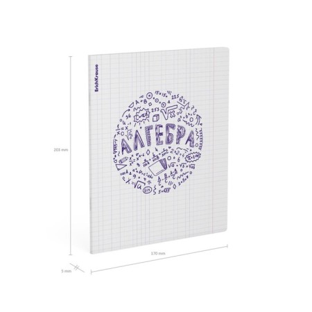 Subject notebook, 48 sheets, cage, algebra Erichkrause "Chaos", plastic cover silk-screen cover, OFSET BELICT 100%, information block-6