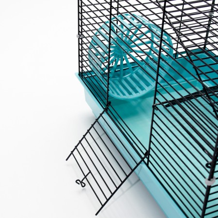The cage for rodents "Pigzon" No. 5, with 3 floors, equipped, 41 x 30 x 58 cm, turquoise-7