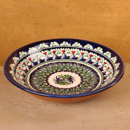 The plate of the Rishtan ceramics "Patterns", blue, deep, 20 cm-10