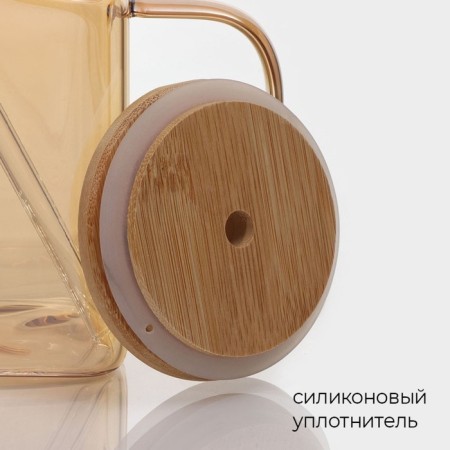 Glass can with a pen, lid and pipe Magistro "Eco", 620 ml, gold color-2
