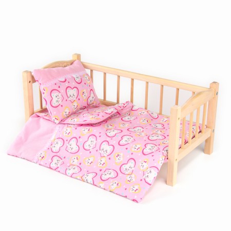 Puppet bed “kittens in the hearts”: sheet, blanket 46 × 36 cm, pillow 23 × 17 cm