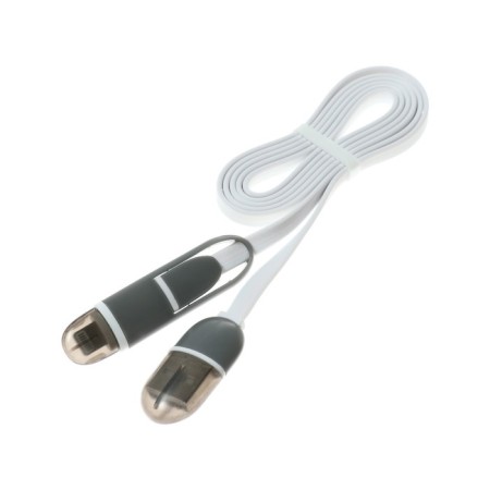 Cable 2 in 1 Luazon, Microusb/Lightning - USB, 1 A, 0.9 m, flat, mix-5