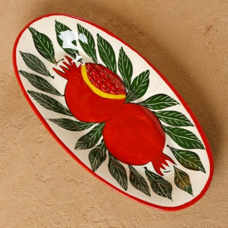 Hollow -handwriter Rishtan ceramics "Grenates", 24 cm-1