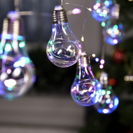 Garland “thread” 3 m with nozzles “light bulbs”, IP20, silver thread, 100 LED, glow of multi, 3.5 V