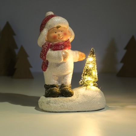 Souvenir Ceramics Light "Baby in a white overalls at the Christmas tree" 11.5x7x16 cm-1