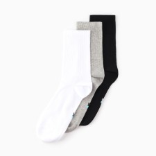 A set of men's socks (3 pairs), white/gray melange/black color, size 29-31