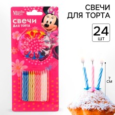 Set of candles for the cake, 24 pcs, Minnie Mouse