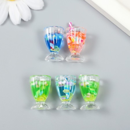 Decor for creativity plastic "Fruit mix in a glass" MIX 1.5x1.5x3.5 cm