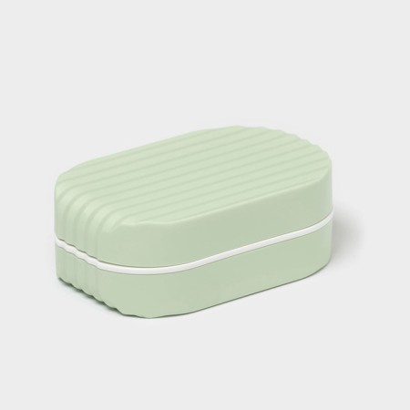 Road soap dish with a “relief” lid, plastic, 11.5 × 7.5 × 4 cm, pistachio