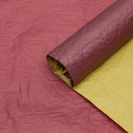 Paper for packages, greedy, ecolux, two -tone, bilateral, yellow, red, burgundy, roll 1pcs, 0.7 x 5 m