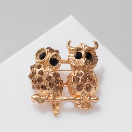 Brooch "Owl and Eagle", the color is golden-black in gold-1