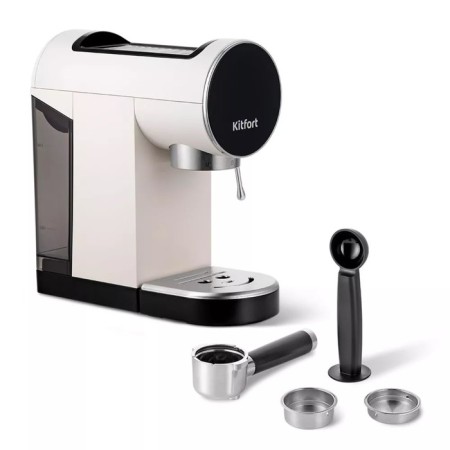 Coffee machine KitFort KT-7226, Rozhkova, 1360 watts, 0.9 l, cappuccino, white-black-6