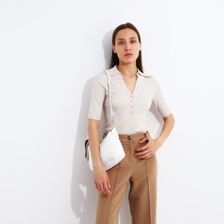 Bag Cross-Bodi with a zipper, white color-9