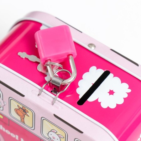 Piggy bank Metal with a lock "Beasts on the bus" MIX 11x5.5x6.7 cm-6