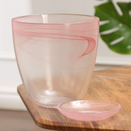 Flower pot with pallet No. 5 alabaster pink 3 l-1