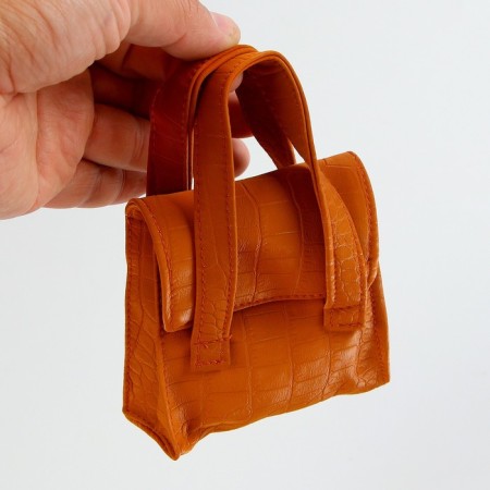 Crocodile doll bag, brown color-3