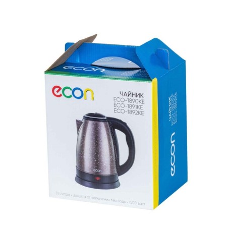 Electric kettle ECON ECO-1891ke, 1500 W, stainless steel, 1.8 l, black-8