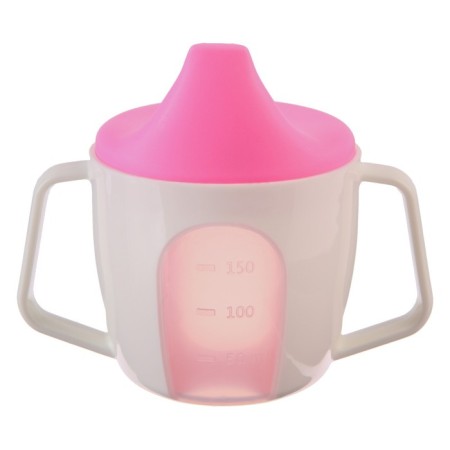 Drunker - a cup 2 in 1 children's training, solid nose, 150 ml., With handles, pink color-2