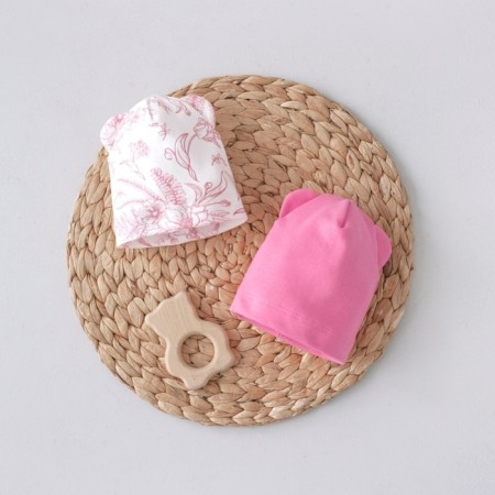 A cap with a lapel and ears Kinderlitto "Flower Garden", return 6-12 months, 2 pcs