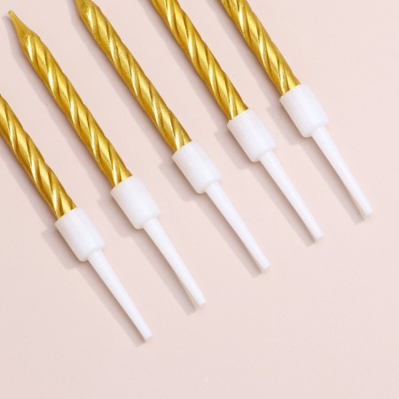 Set of candles in the cake "Spiral", 200pc, 5 cm, gold metallic-2