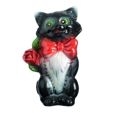 The piggy bank "Small cat with a rose" black, 20cm-4