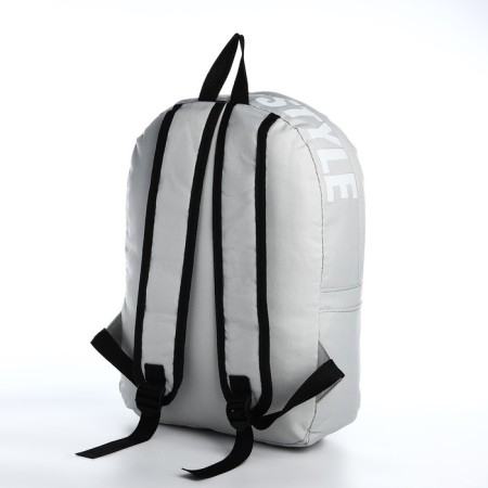 A backpack with a zipper, external pocket, 2 side pockets, gray color-3